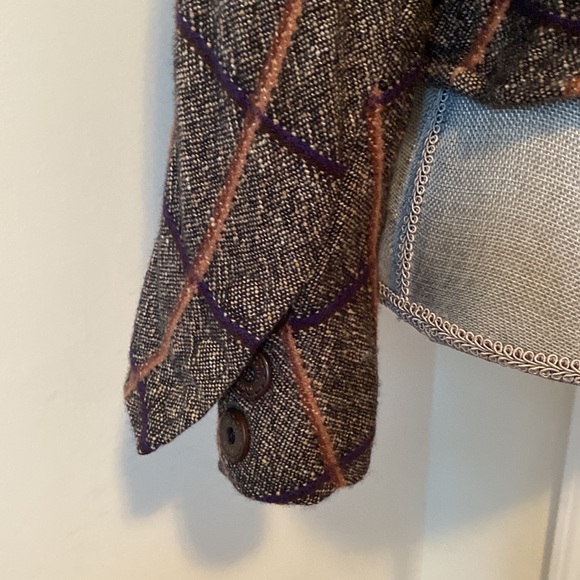 Whimsigoth Paris Plaid Tweed Wool Cashmere Peplum Blazer Jacket Size Small - Picture 11 of 16